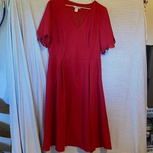 Red pleated dress